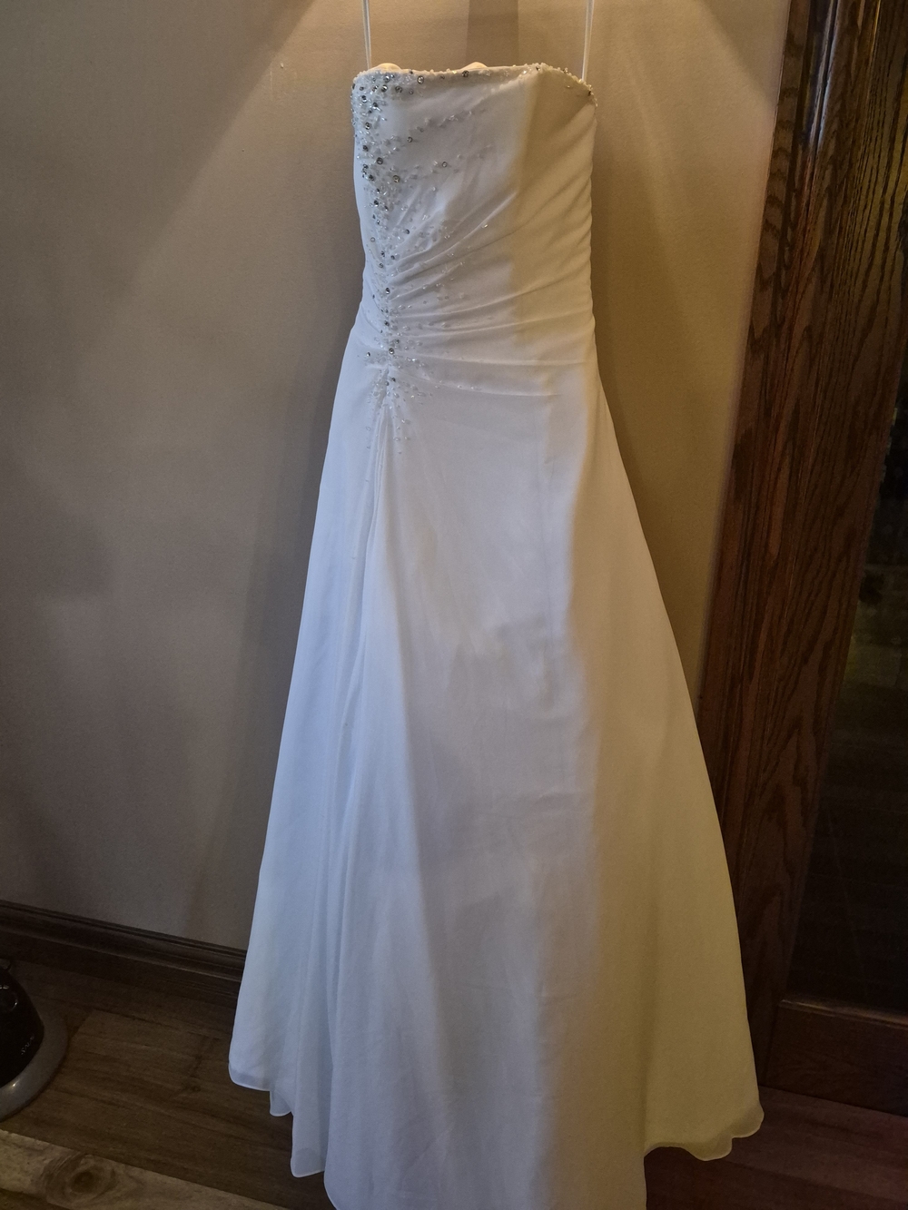 Strapless White Beaded A-Line Dress - Great Deal!!